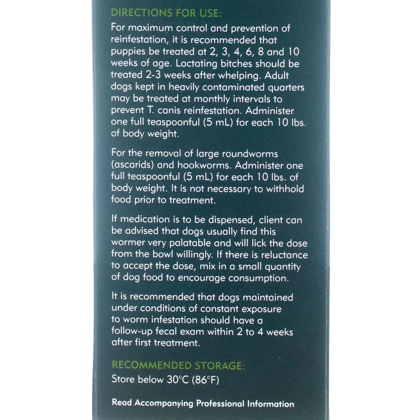 Worm Protector® 2X,"Side panel of product box with directions and storage text"