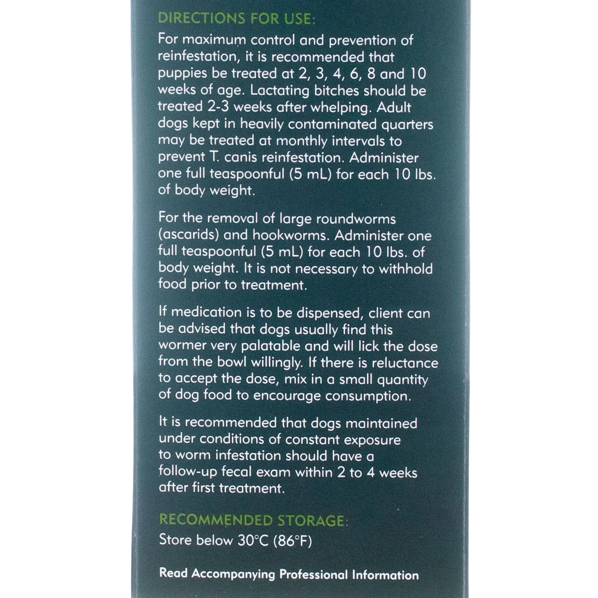 Worm Protector® 2X,"Side panel of product box with directions and storage text"