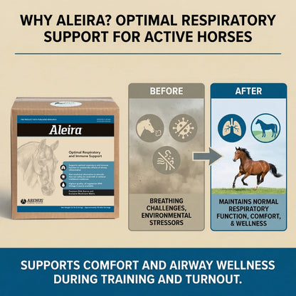 Aleira®,"Product box with before-and-after horse respiratory graphic"
