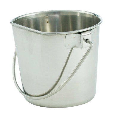 Flat-sided Pails without Hooks,"Metal pail with flat side and wire handle"