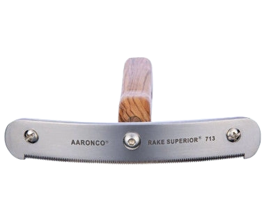 Aaronco Rake Superior Micro Deshedder,"Metal grooming rake with wooden handle"