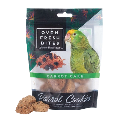 Caitec Oven Fresh Bites Parrot Cookies,"Bag of parrot cookies with cookies shown in front"