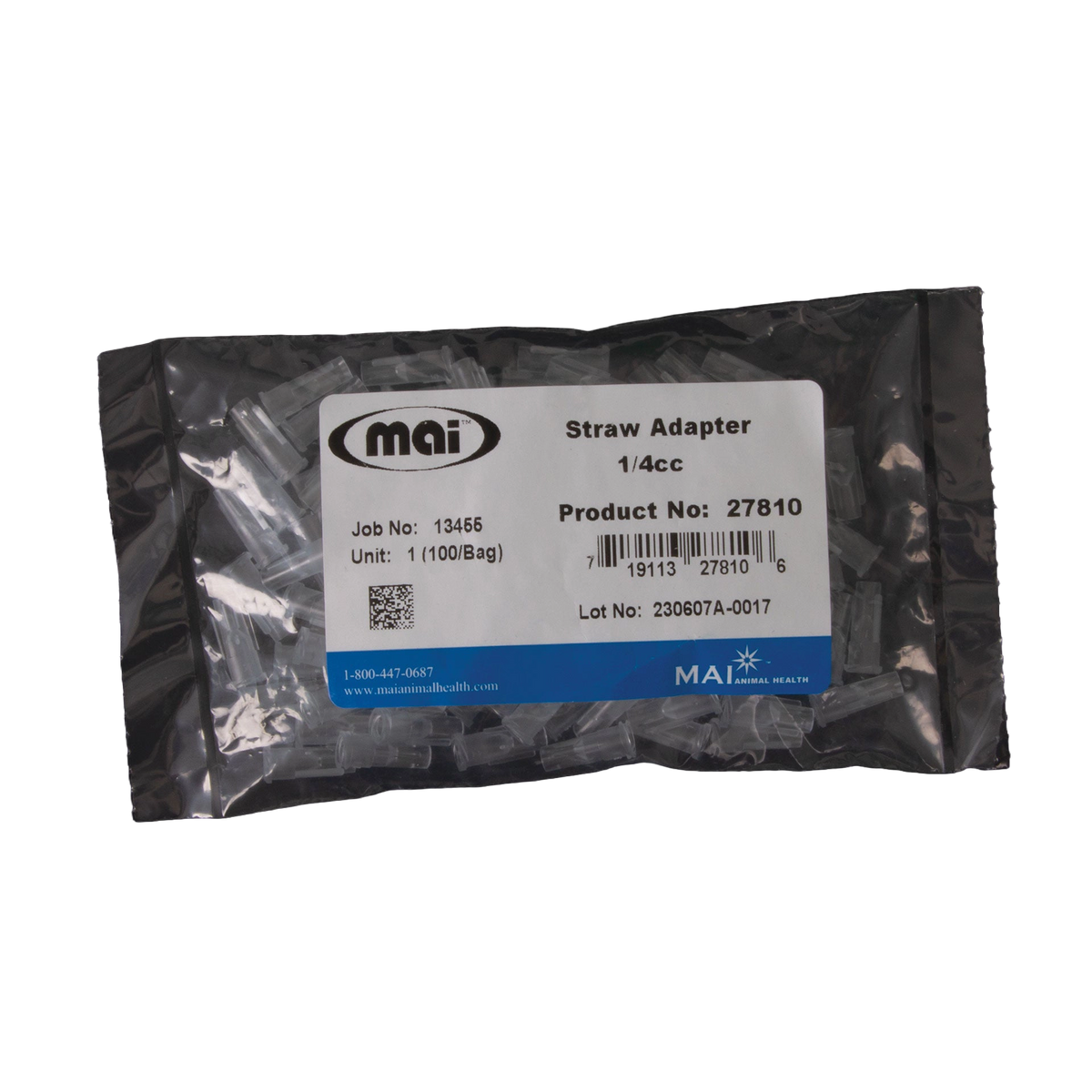Syringe Cannulas,"Bag of clear plastic adapters with product label"