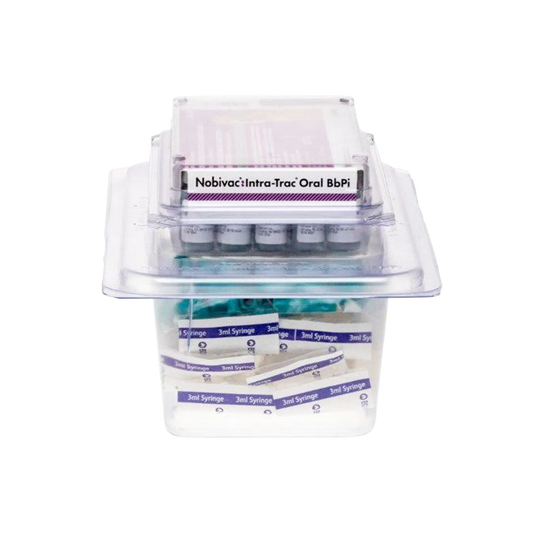 Nobivac® Intra-Trac® Oral BbPi,"Clear plastic tray with vials and 3 ml syringes"