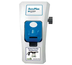 AccuMax Filling Station,"Wall-mounted dispenser with blue front panel and side knob"