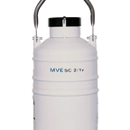 SC 2/1V Vapor (Dry) Shipper,"White cylindrical shipper with black cap and carry handle"