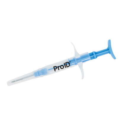 ProID® ISO Microchips,"Blue syringe-style injector with clear needle cover"