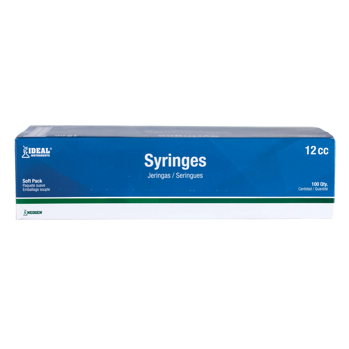 Large Syringes without Needles,"Blue and white syringe box, front view"