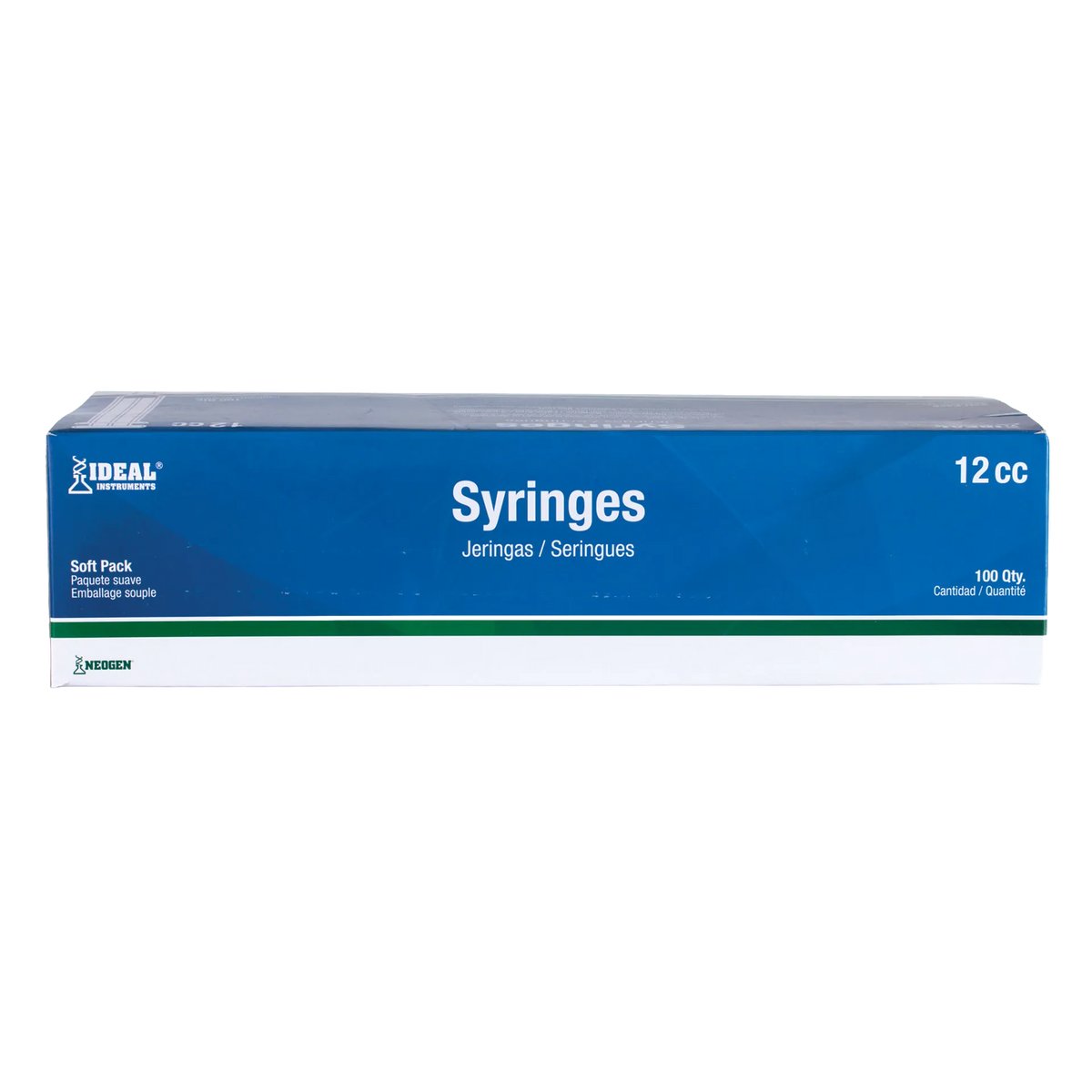 Large Syringes without Needles,"Blue and white syringe box, front view"