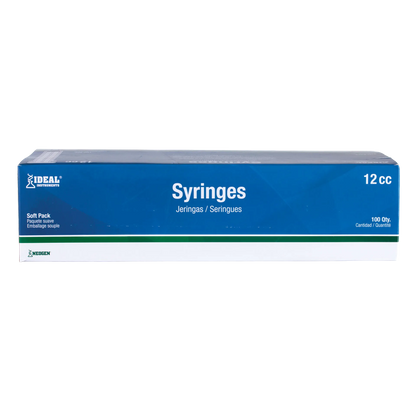 Large Syringes without Needles,"Blue and white syringe box, front view"