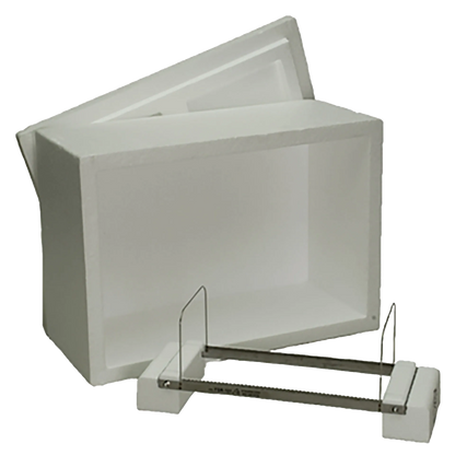 Floating Straw Rack & Cooler Chest,"White cooler chest with open lid and metal rack insert"