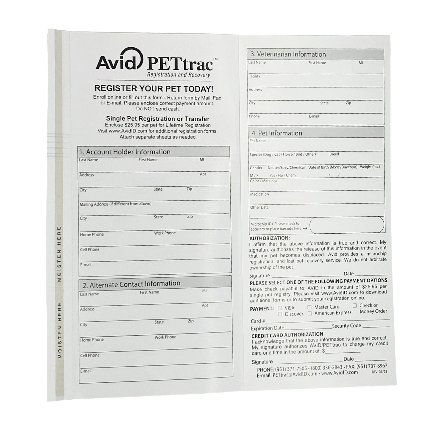 Avid Microchip Registration Forms