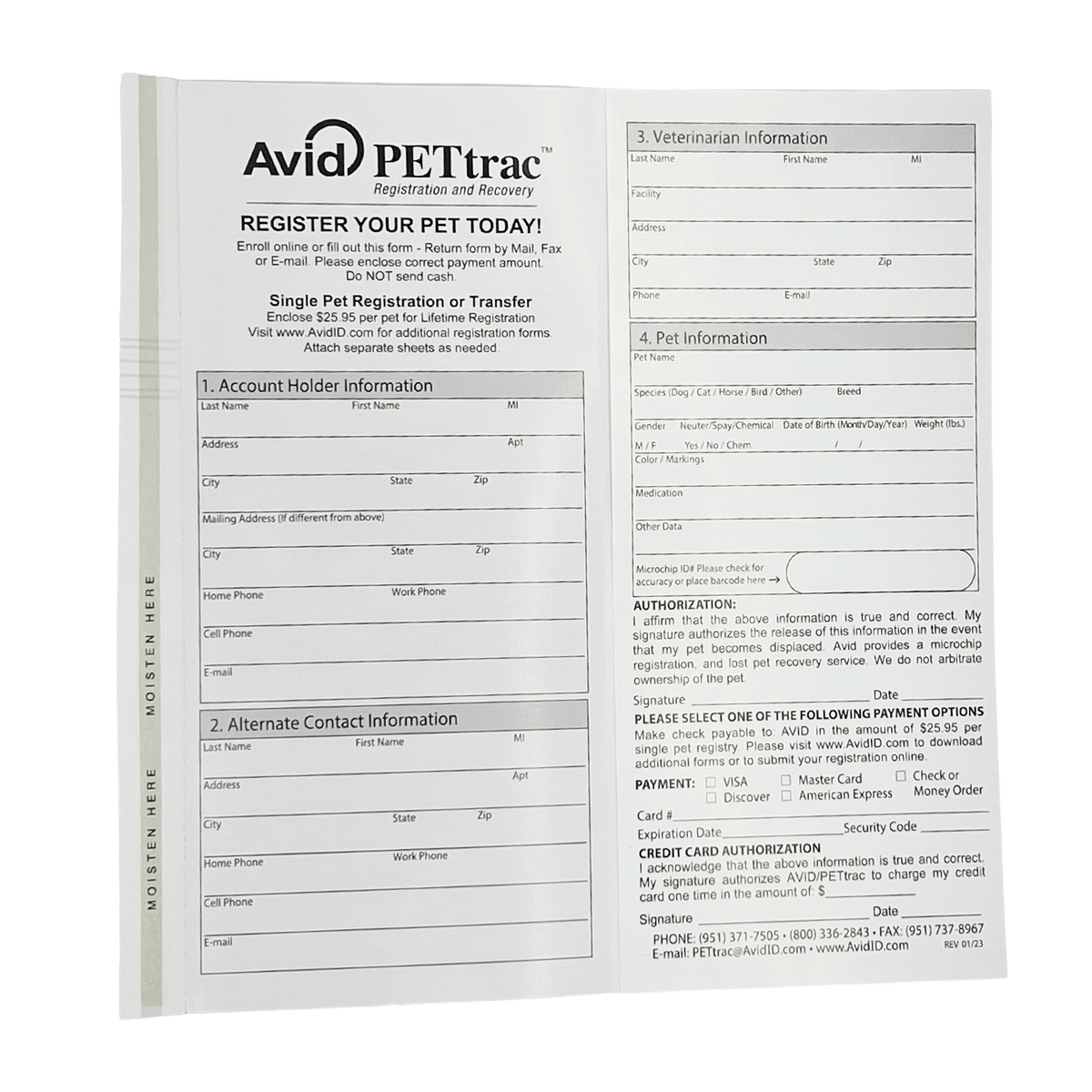 Avid Microchip Registration Forms