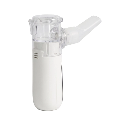 Puppywarmer Handheld Nebulizer,"Handheld nebulizer with clear chamber and angled mouthpiece"