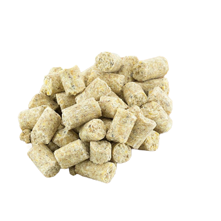 Lafeber Premium Daily Diet Bird Food,"Pile of beige cylindrical bird food pellets"