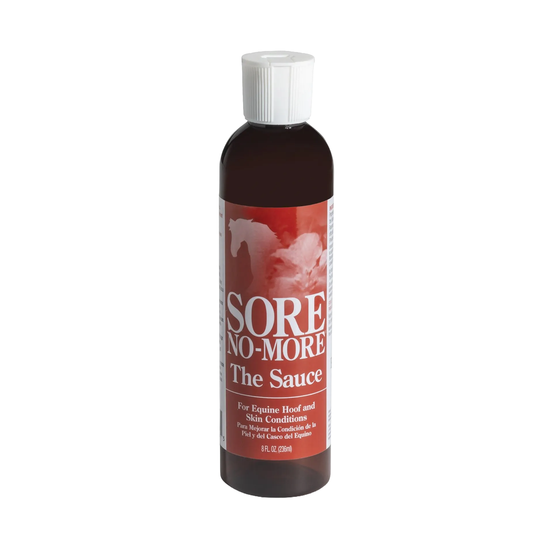 Sore No-More® The Sauce,"Brown bottle with red label and white cap"