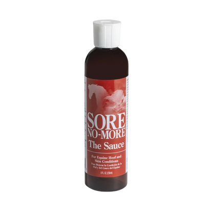 Sore No-More® The Sauce,"Brown bottle with red label and white cap"