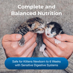 Goat's Milk KMR Kitten Milk Replacer Powder,"Two newborn kittens being held in hands"