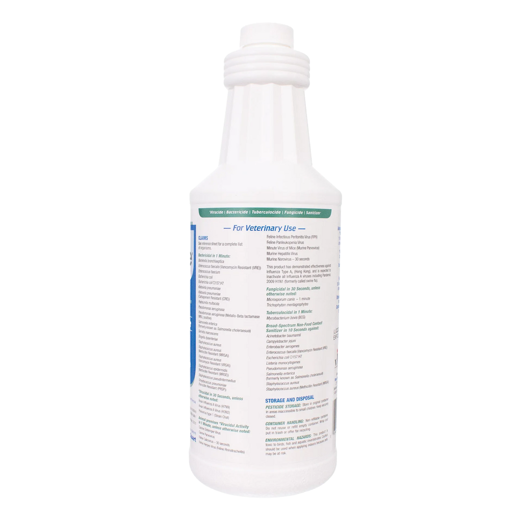 Rescue®  Disinfectant Cleaner,"White plastic bottle with ribbed neck and side label"