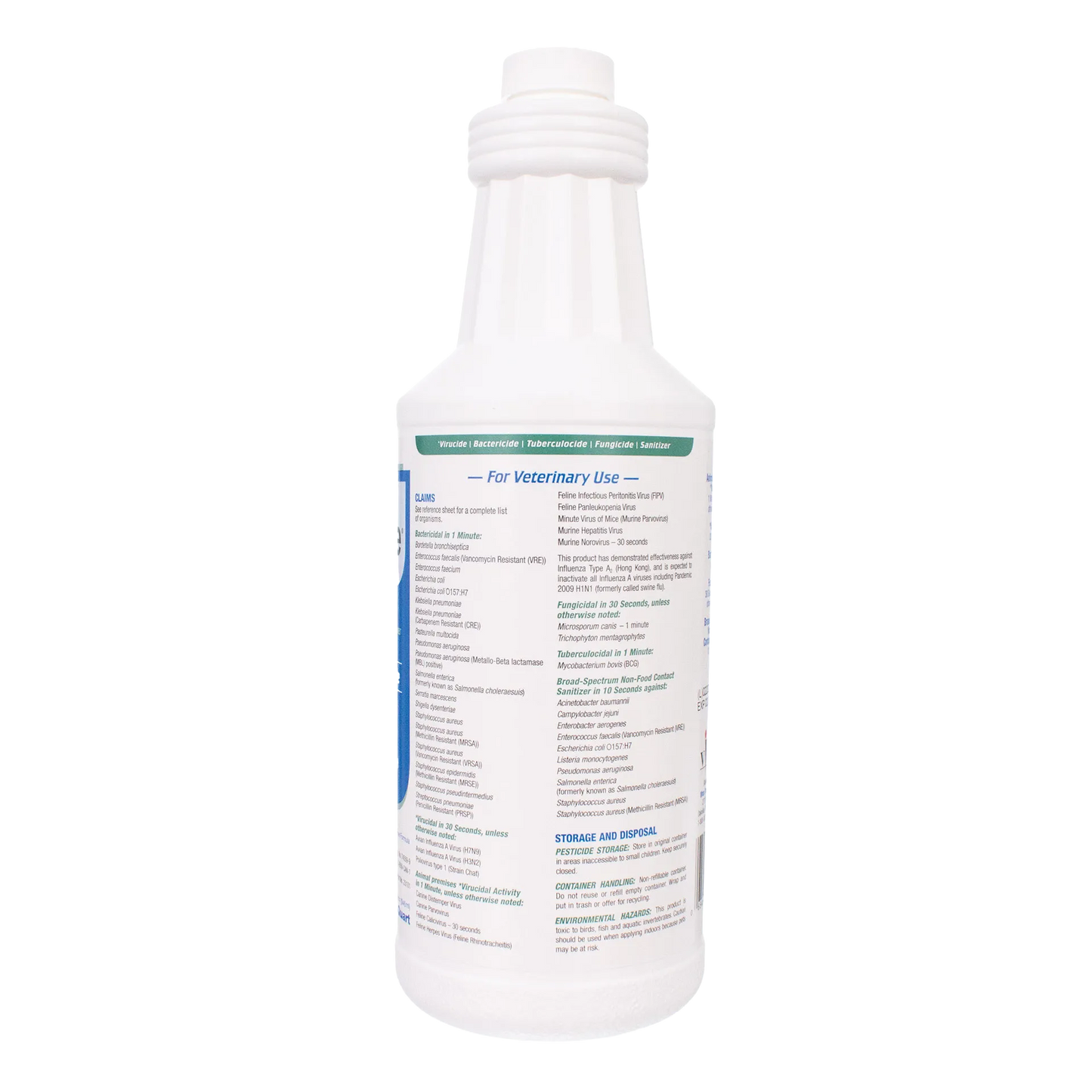 Rescue®  Disinfectant Cleaner,"White plastic bottle with ribbed neck and side label"