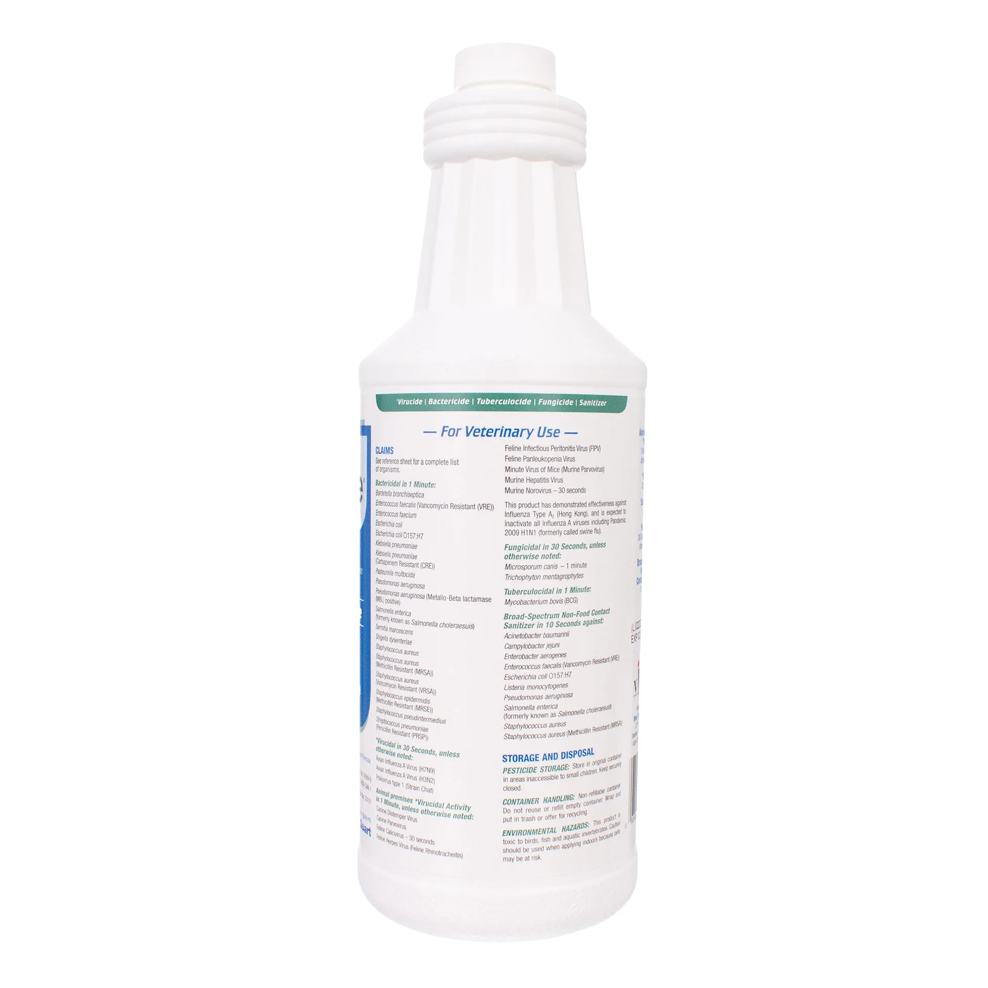 Rescue®  Disinfectant Cleaner,"White plastic bottle with ribbed neck and side label"