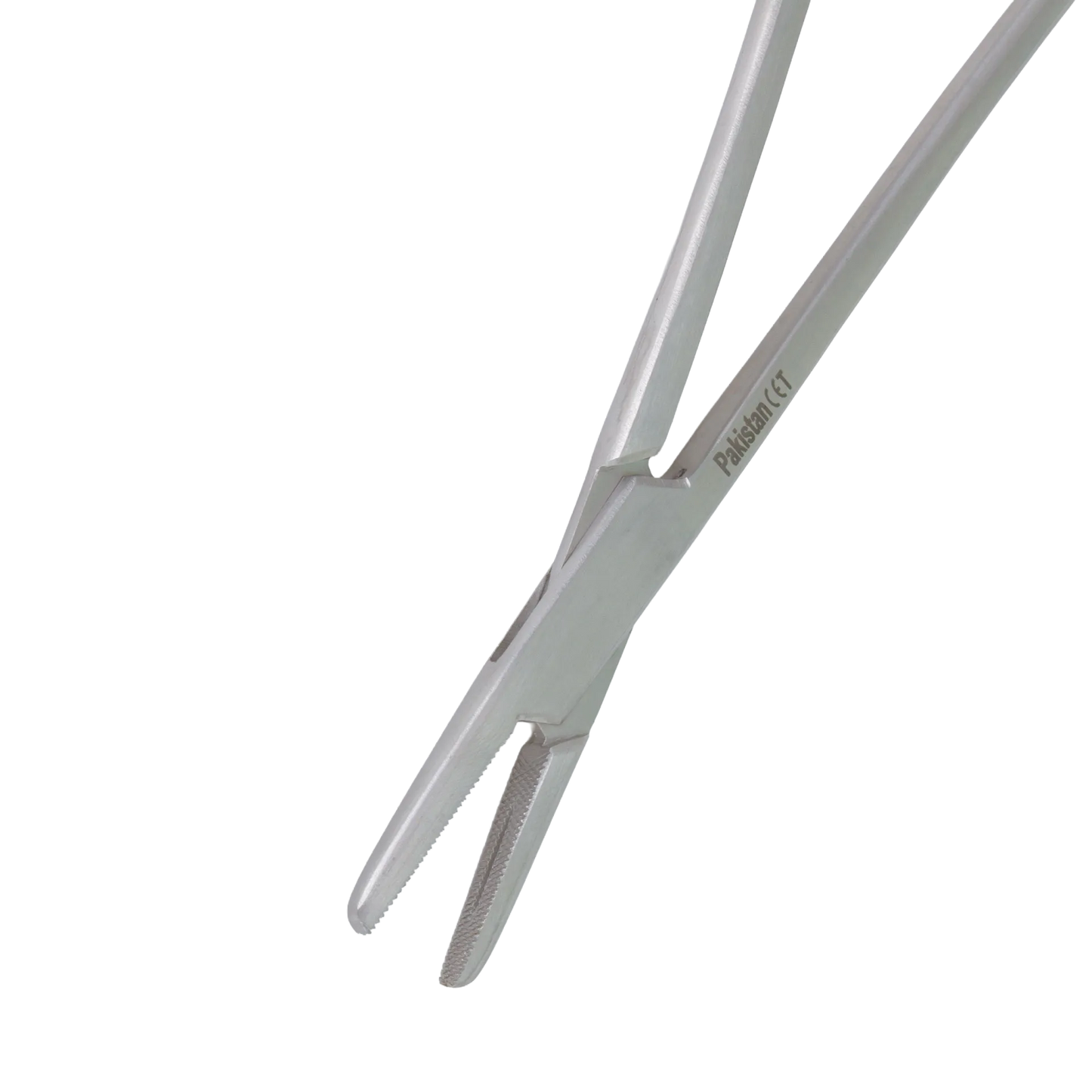 Metal Forceps,"Close-up of stainless steel forceps with serrated tips"