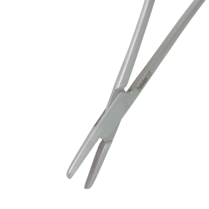 Metal Forceps,"Close-up of stainless steel forceps with serrated tips"