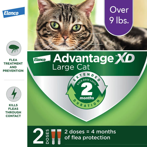 Advantage™ XD,"Front of box with tabby cat and two-dose pack"
