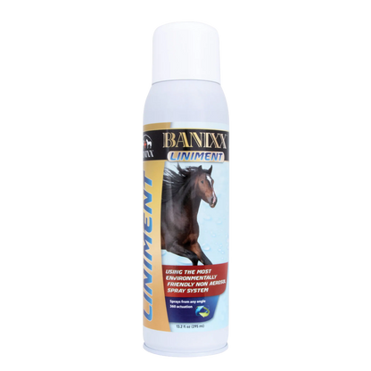 Banixx® Premium Liniment,"White spray bottle with horse image on label"