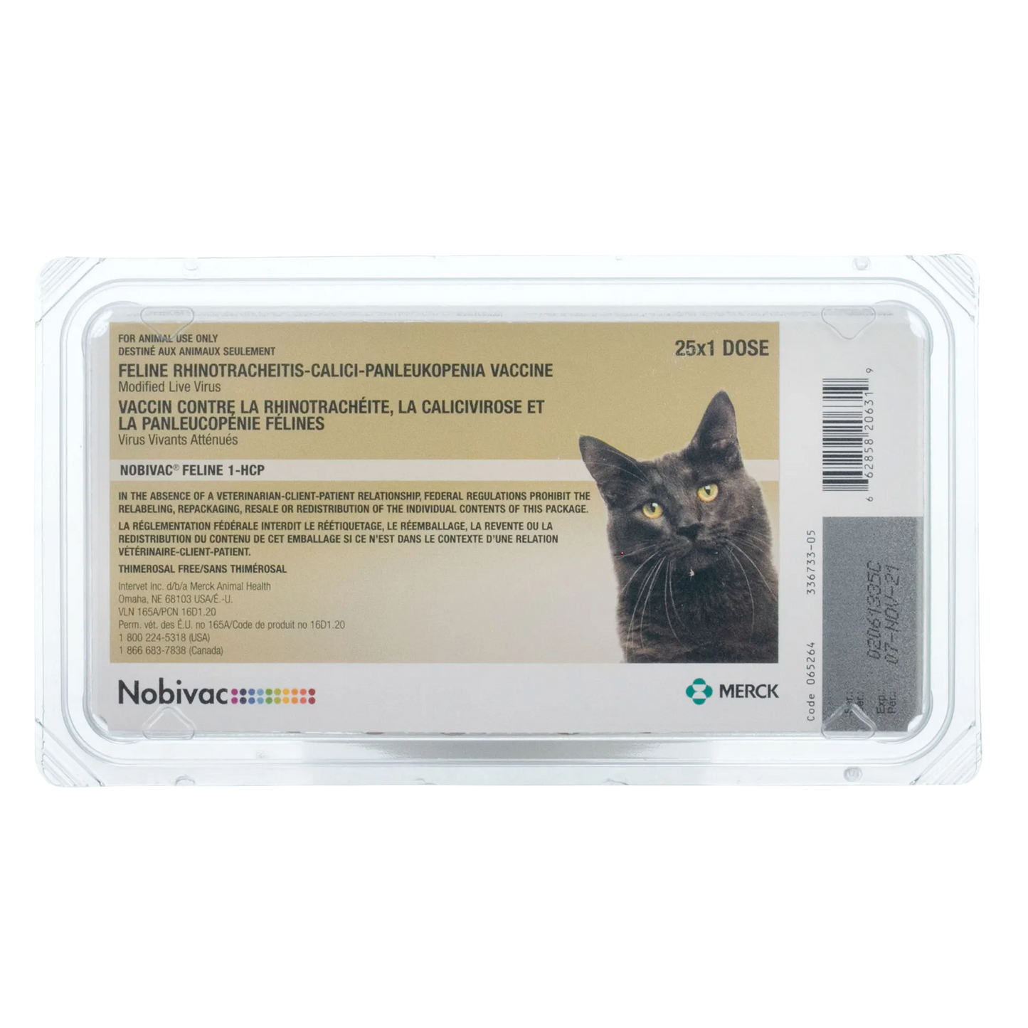 Nobivac® Feline 1-HCP,"Plastic vaccine tray package with black cat image"