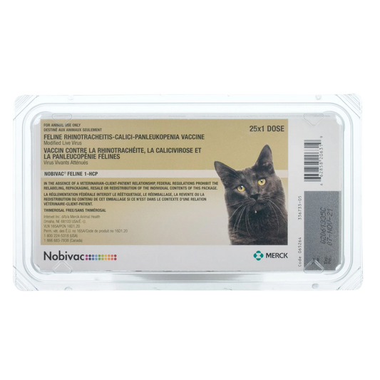 Nobivac® Feline 1-HCP,"Plastic vaccine tray package with black cat image"