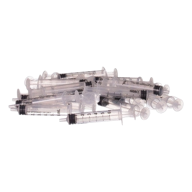 Small Syringes without Needles,"Pile of clear plastic syringes"