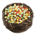 Karen's Naturals Just Veggies Dried Bird Treats,"Bird nest filled with dried peas, corn, and vegetable pieces"