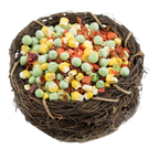 Karen's Naturals Just Veggies Dried Bird Treats,"Bird nest filled with dried peas, corn, and vegetable pieces"