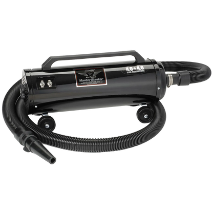 Metro Air Force® Master Blaster® Pet Dryer,"Black cylindrical dryer with hose, nozzle, handle, and wheels"