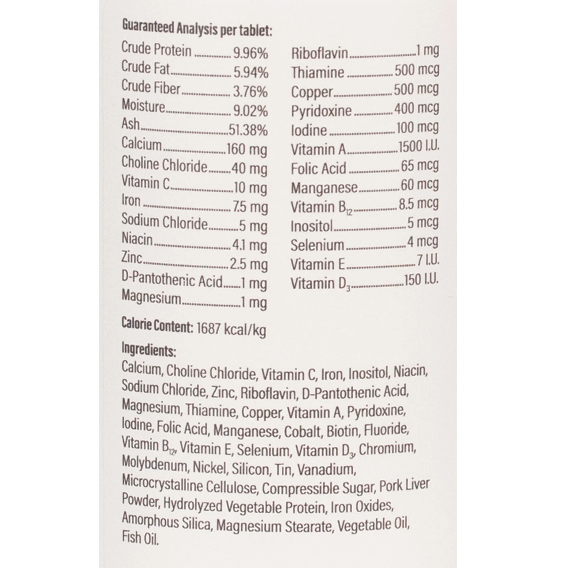 Doc Roy's® Daily Care Canine,"Back label view of package with ingredients panel"