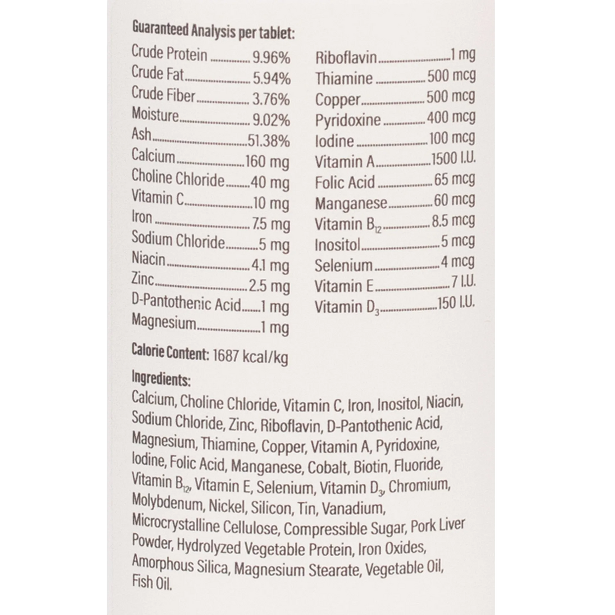 Doc Roy's® Daily Care Canine,"Back label view of package with ingredients panel"