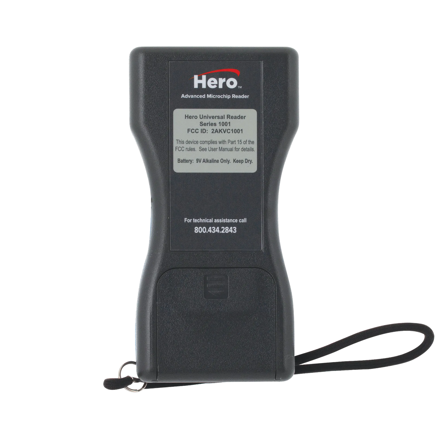 Hero™ Universal Microchip Scanner,"Black handheld scanner with wrist strap"