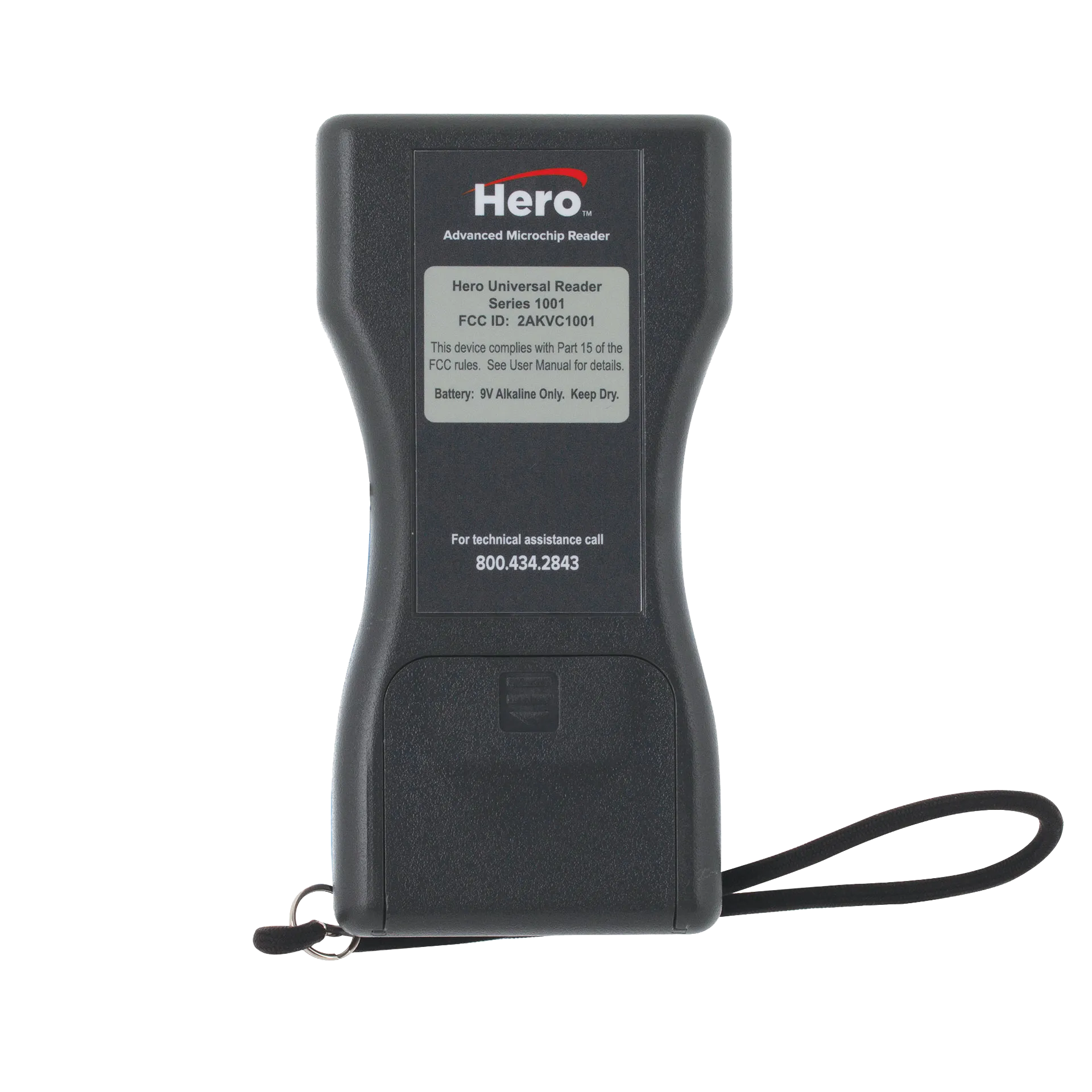 Hero™ Universal Microchip Scanner,"Black handheld scanner with wrist strap"