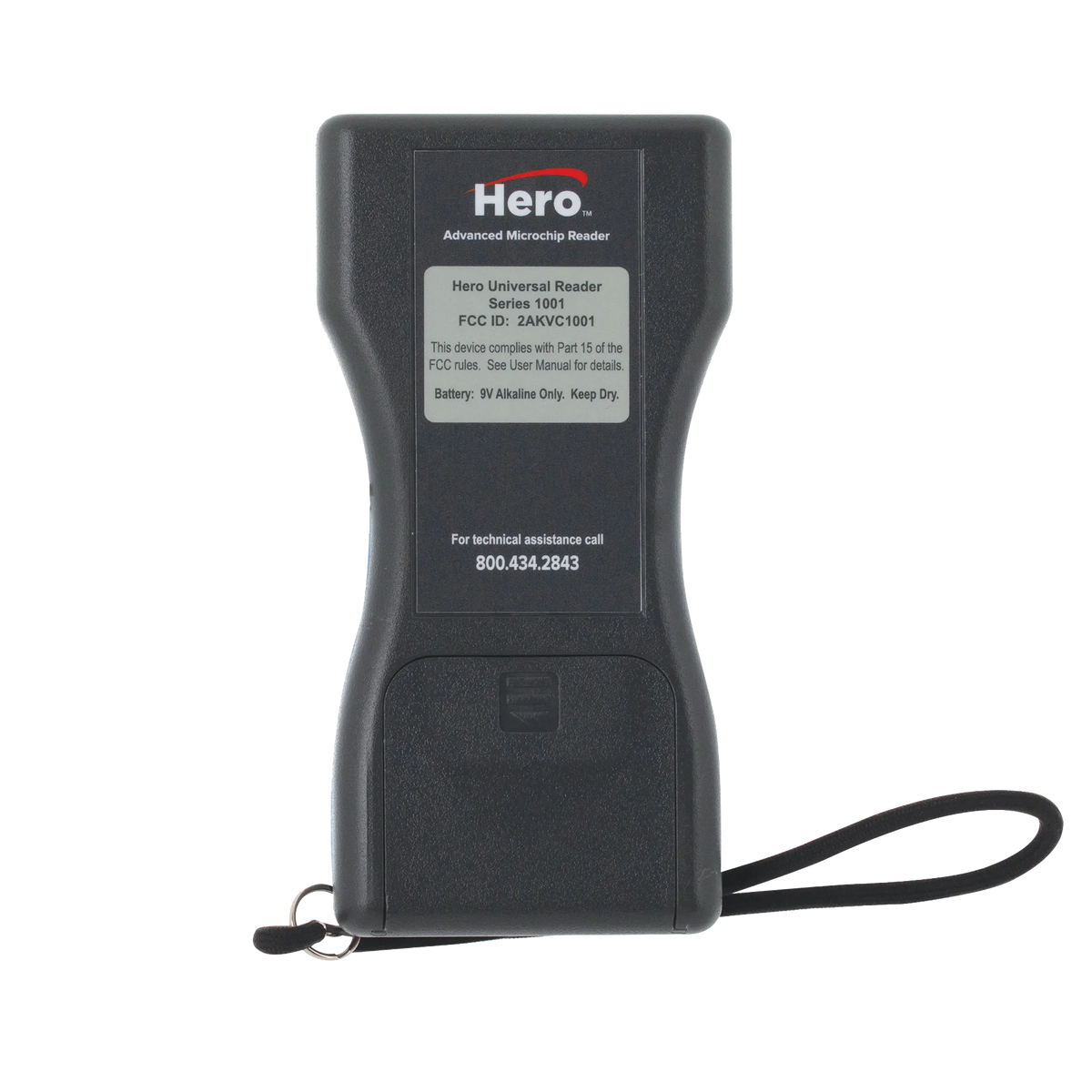 Hero™ Universal Microchip Scanner,"Black handheld scanner with wrist strap"