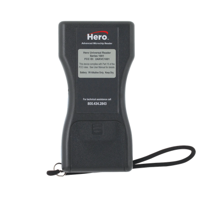 Hero™ Universal Microchip Scanner,"Black handheld scanner with wrist strap"