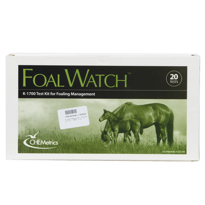 FoalWatch Test Kit,"White test kit box with mare and foal illustration"