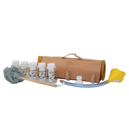 Missouri Complete Set with Leather Cover,"Leather carrying case with bottles, tubing, funnel and net"