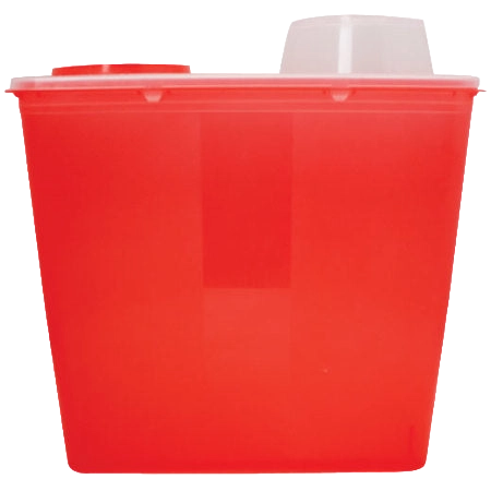 Sharps Containers,"Red sharps container with clear locking lid"