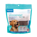C.E.T.® VeggieDent® Fr3sh,"Teal dog dental chew pouch with dog image and front window"