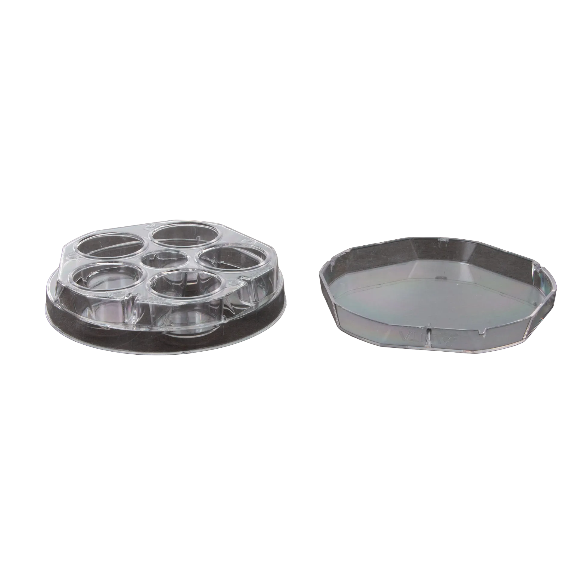 WTA 5 WELL DISHES,"Clear 5-well dish with separate lid"