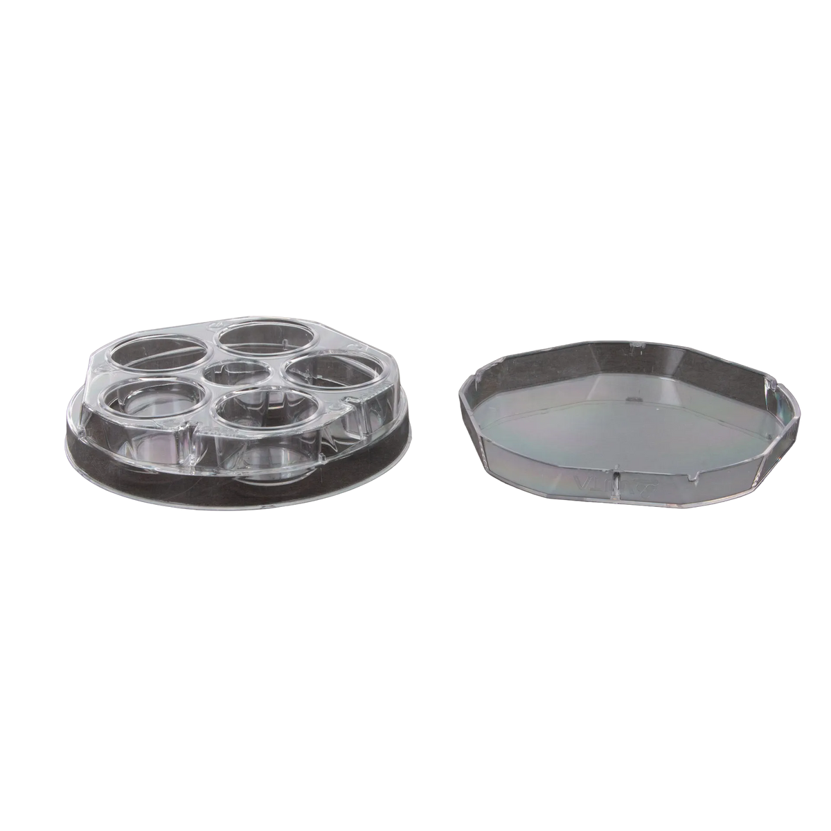 WTA 5 WELL DISHES,"Clear 5-well dish with separate lid"