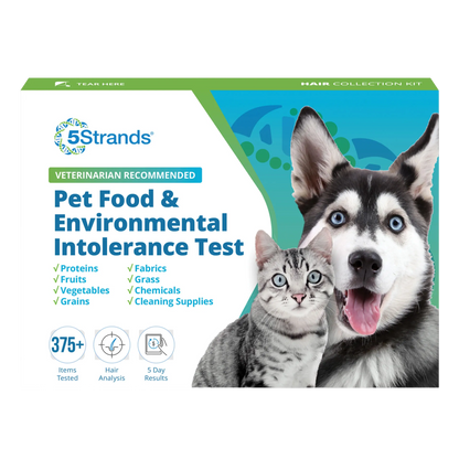 5Strands® Pet Intolerance Test,"Front of test kit box with dog and cat images"