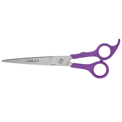 "Aaronco Prima 8.5"" Straight Scissor","Straight grooming scissors with purple finger rings"