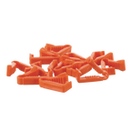 Breeder's Edge® Clean Cut™ Umbilical Clamps,"Scattered group of orange plastic umbilical clamps"